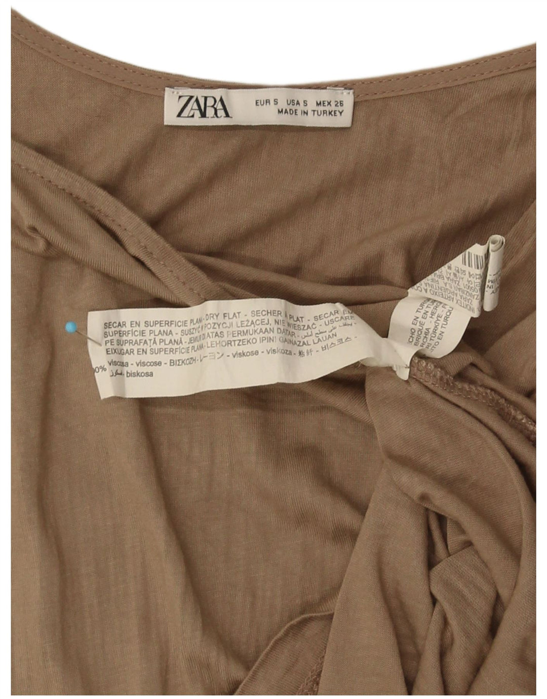 Zara Damevest Top UK 10 Small Khaki Viscose