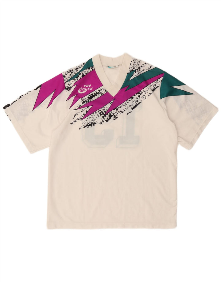 Pro Touch Herre Grafisk T-Shirt Top Stor Off White Geometrisk Sport