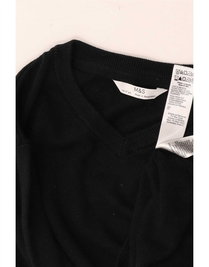 Marks & Spencer Boys V-hals sweater 15-16 år Sort bomuld
