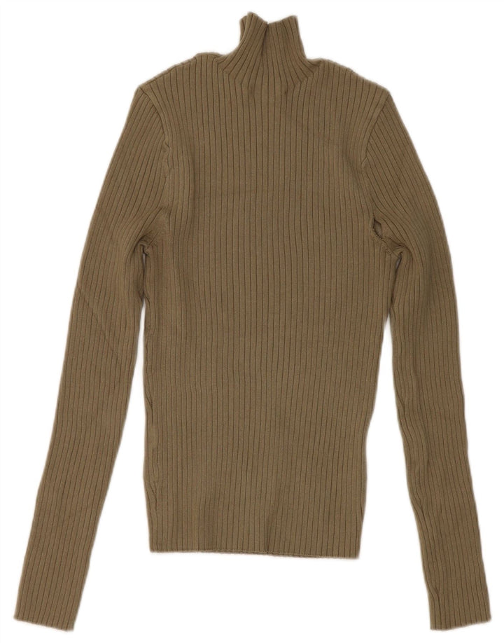 Zara Dametop Langærmet UK 12 Medium Khaki Viscose