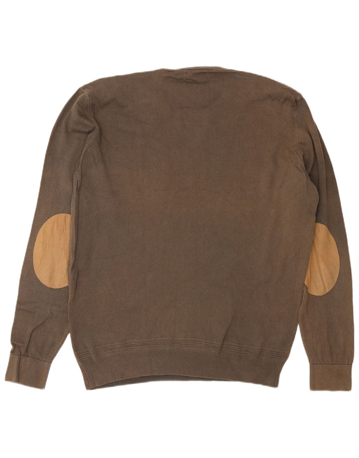 Zara Herre sweater med rund hals, stor brun bomuld
