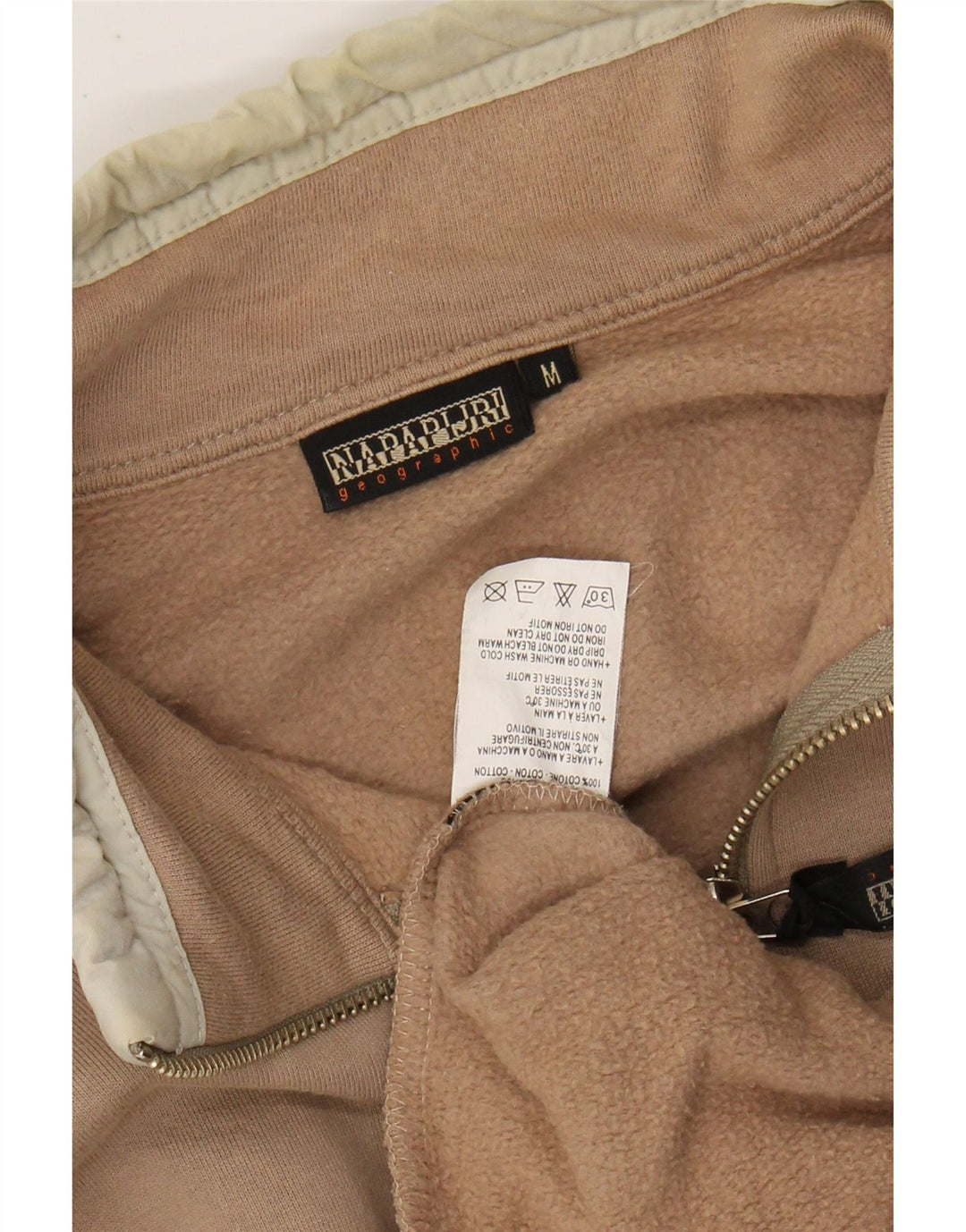 NAPAPIJRI Herre grafisk lynlås-hals sweater Jumper Medium Beige Bomuld