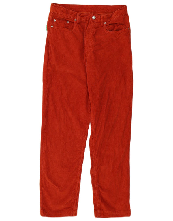 Benetton lige fløjlsbukser til kvinder W33 L29 Orange bomuld