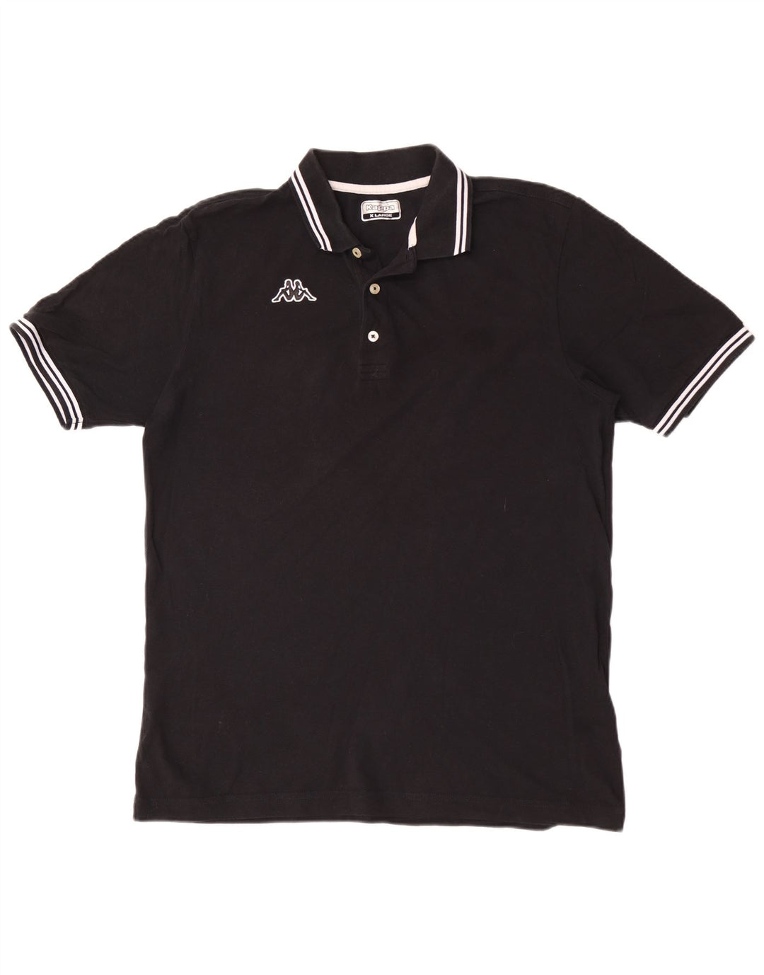 Kappa herre poloshirt XL sort stribet bomuld