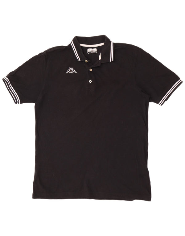 Kappa herre poloshirt XL sort stribet bomuld