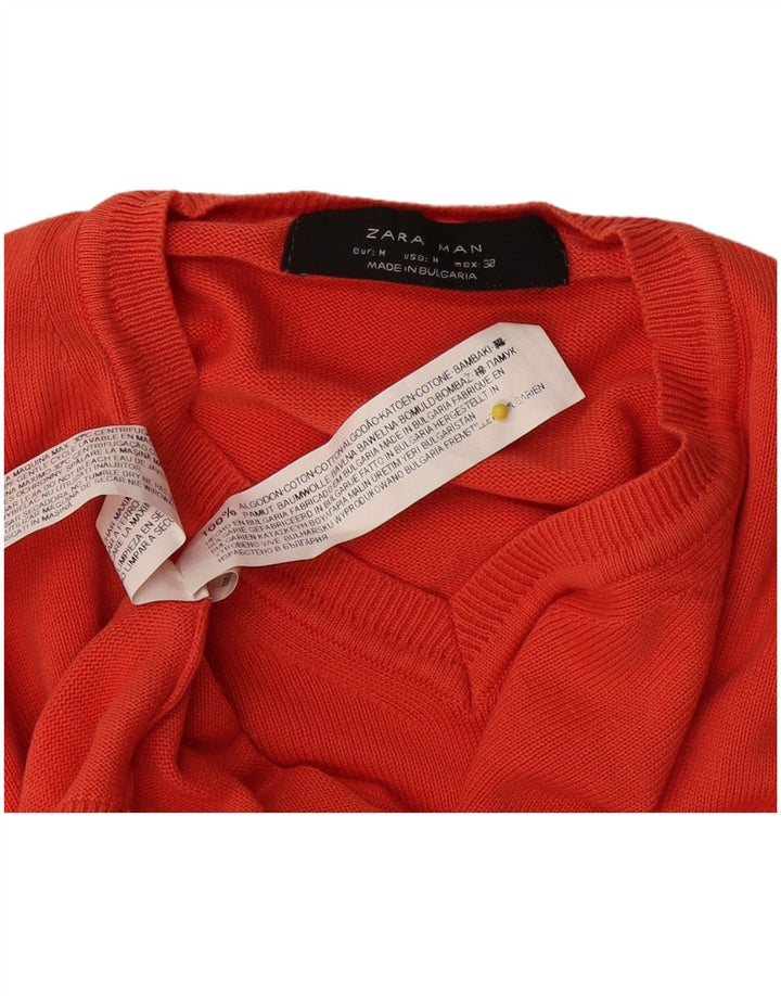 Zara Herre V-hals sweater Medium Rød Bomuld
