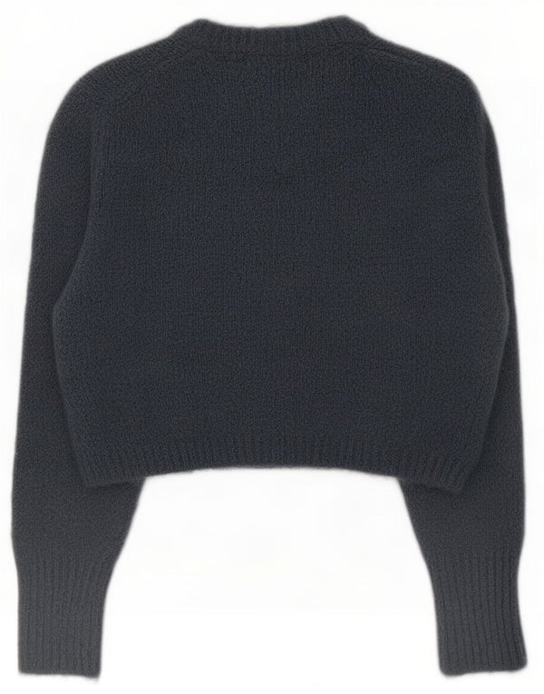 Zara Womens Crop Boat Neck Jumper Sweater UK 14 Medium Blue Acryl