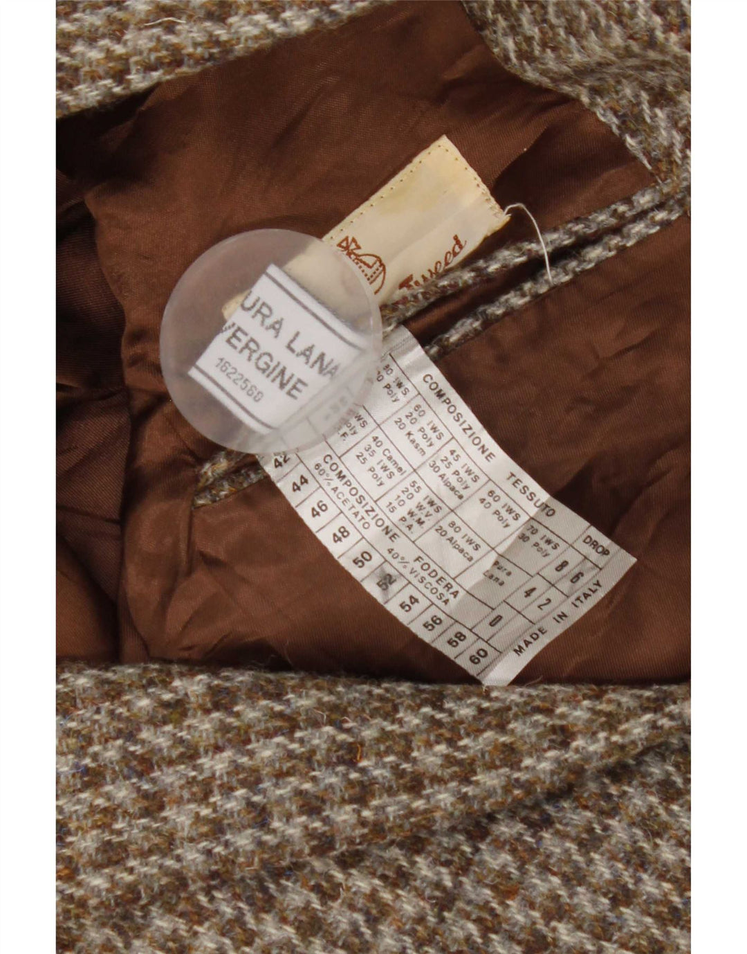 Harris Tweed Herre 2 Button Blazer Jacket UK 42 XL Brown Houndstooth
