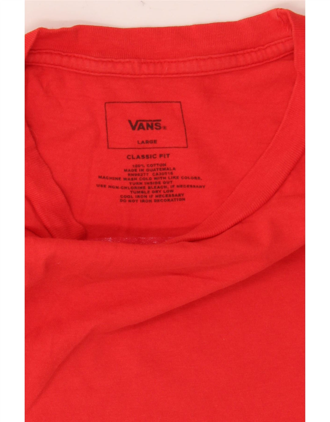 Vans Herre Classic Fit Grafisk T-Shirt Top Stor Rød Bomuld