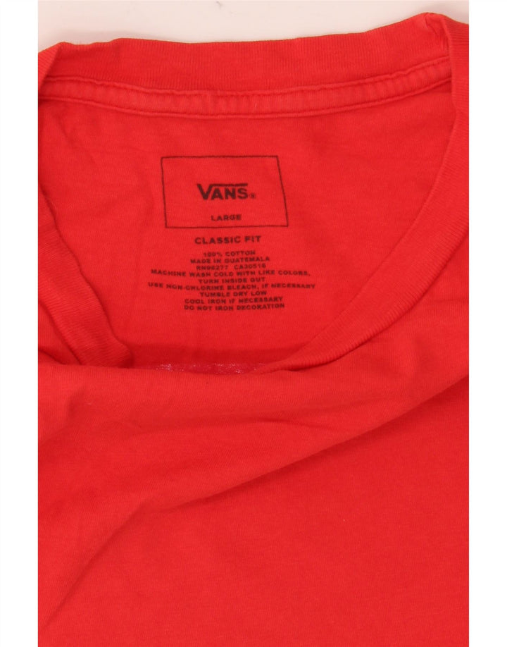 Vans Herre Classic Fit Grafisk T-Shirt Top Stor Rød Bomuld