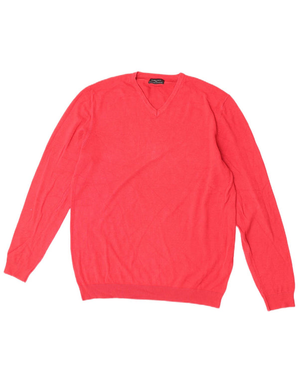 Zara Herre V-hals sweater Stor rød viskose