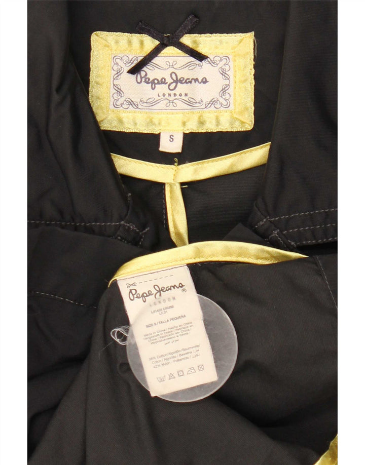 PEPE Jeans Dame Trench Coat UK 10 Small Black Bomuld
