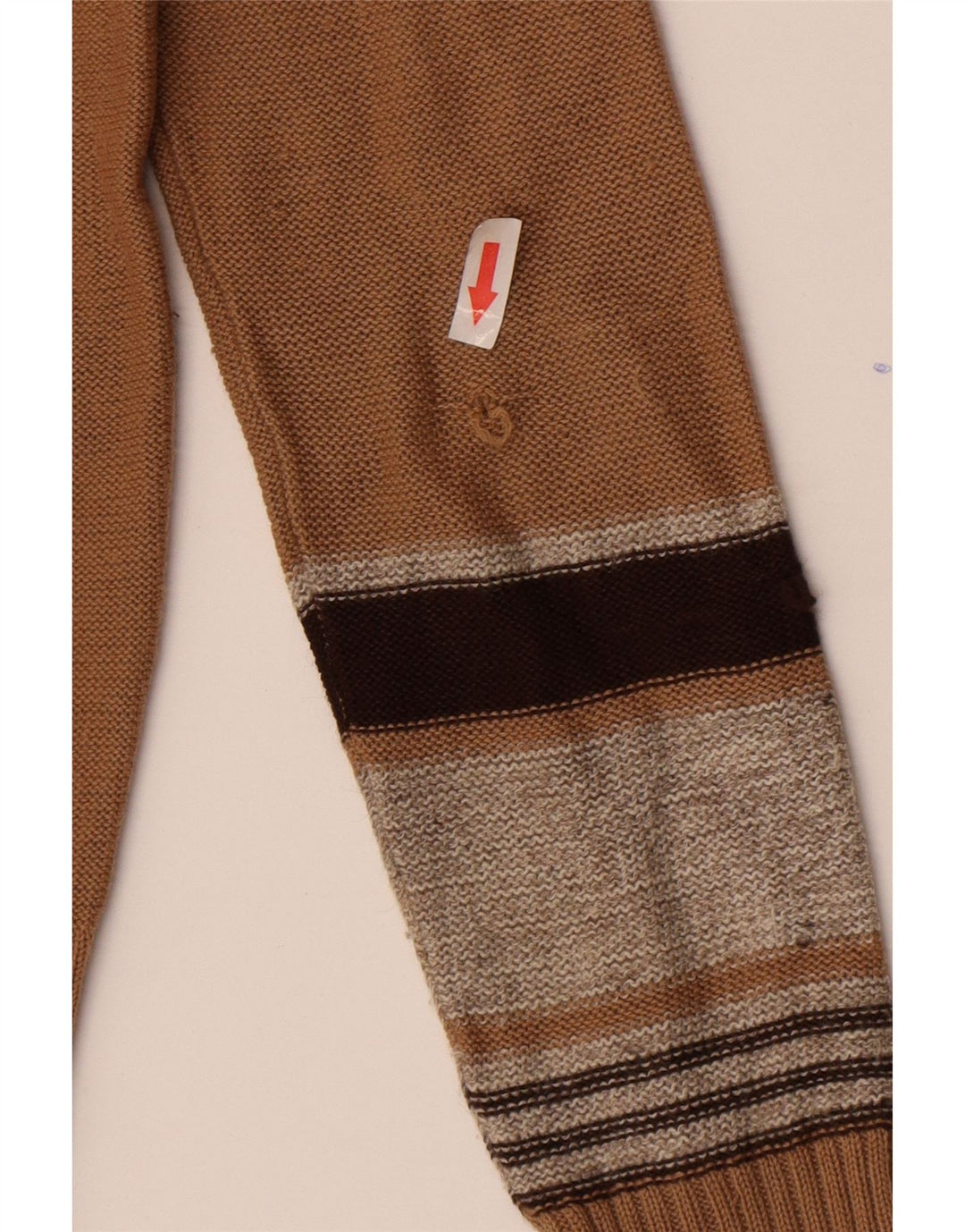 Vintage Dame Crop V-hals sweater IT 44 Medium Brun Stribet