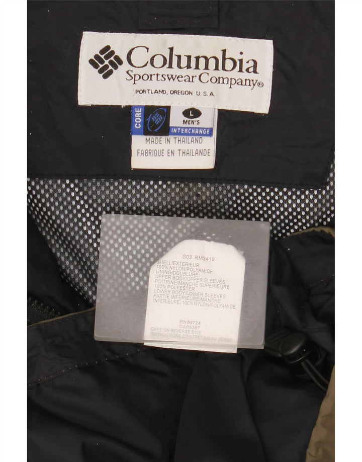 Columbia Regnjakke med hætte til mænd UK 40 Stor Khaki Colourblock