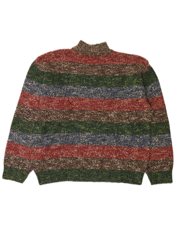 Vintage Herre Zip Neck Jumper Sweater IT 52 Stor Flerfarvet Stribet