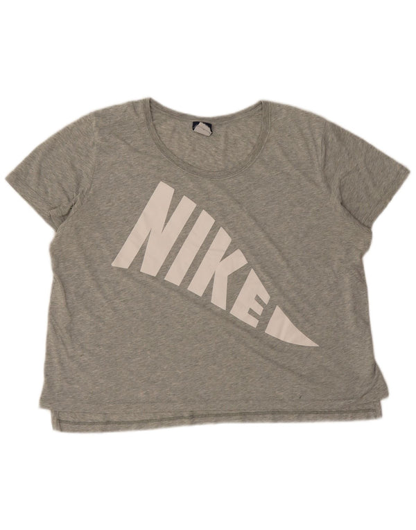 Nike Womens Oversized Graphic T-Shirt Top UK 16 Large Grey Flecked