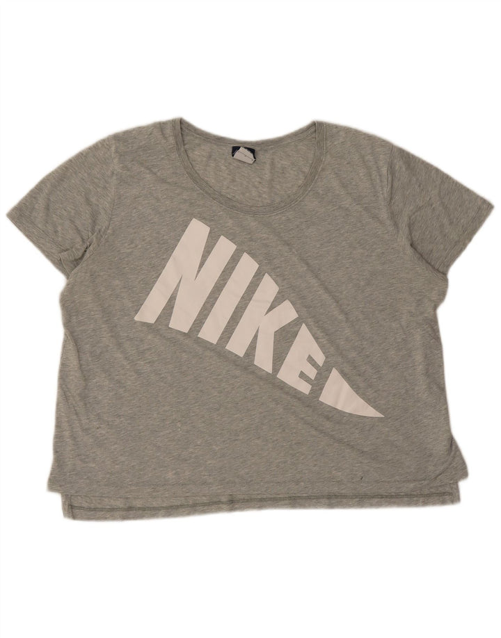 Nike Dame Oversized grafisk T-shirt Top UK 16 Large Grå Flecked