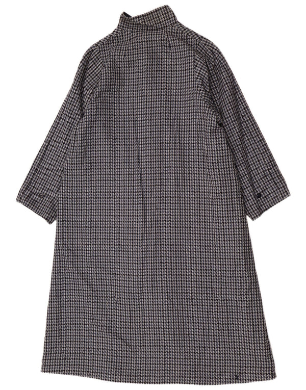 Vintage Vendbar overfrakke til kvinder UK 18 XL Navy Blue Herringbone