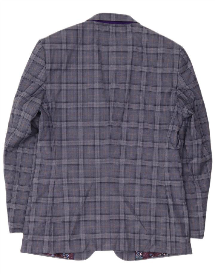 Ted Baker Herre 2-knaps blazerjakke UK 42 XL blå ternet uld