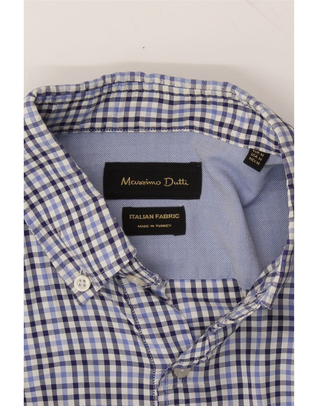 MASSIMO DUTTI Mens Shirt Medium Blue Check Vintage Massimo Dutti and Second-Hand Massimo Dutti from Messina Hembry 