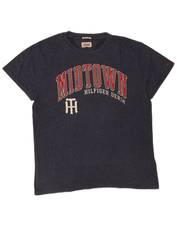 Tommy Hilfiger Herre grafisk T-shirt Top Medium Navyblå Bomuld