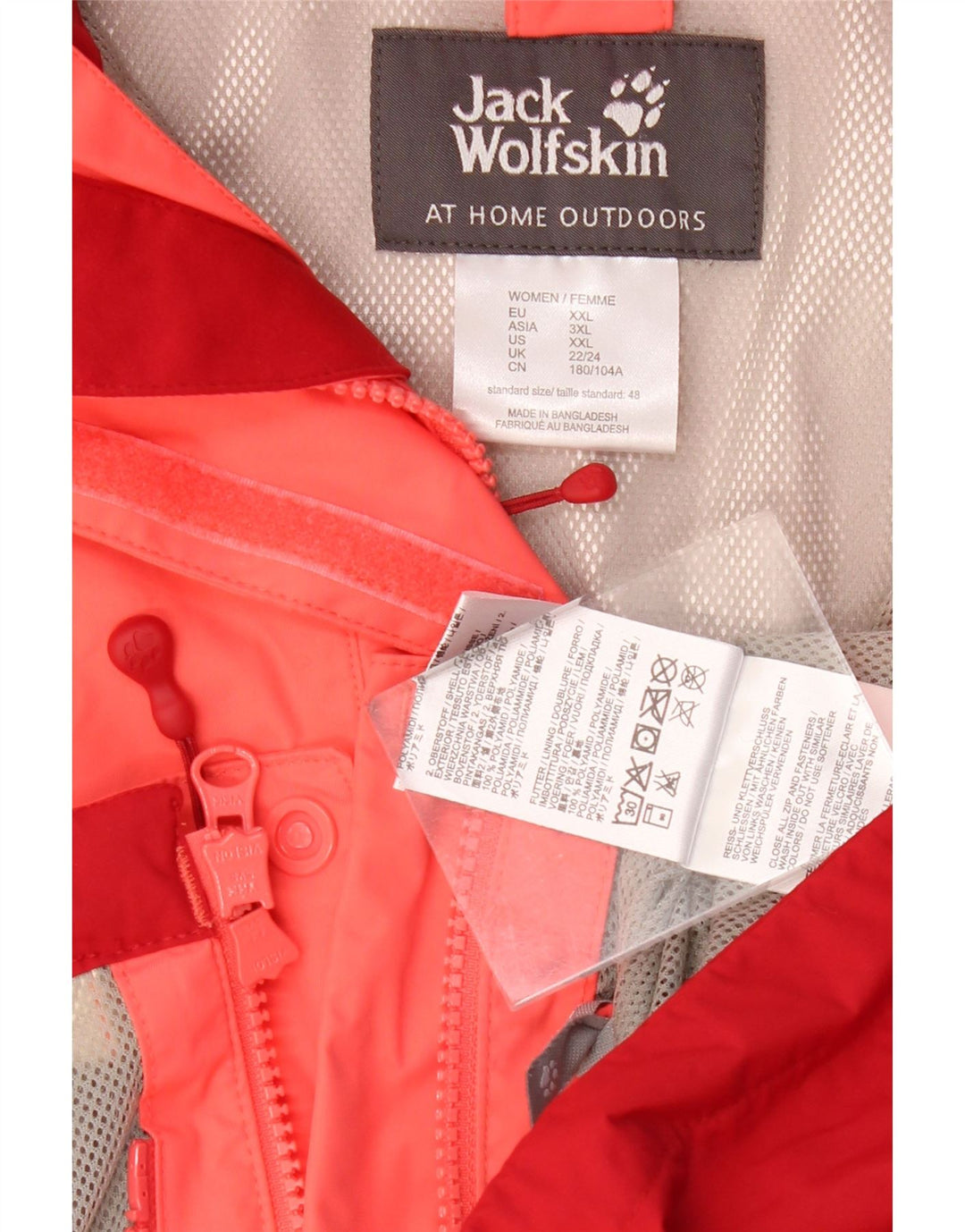 JACK WOLFSKIN Regnjakke med hætte til kvinder UK 22/24 2XL Pink Colourblock