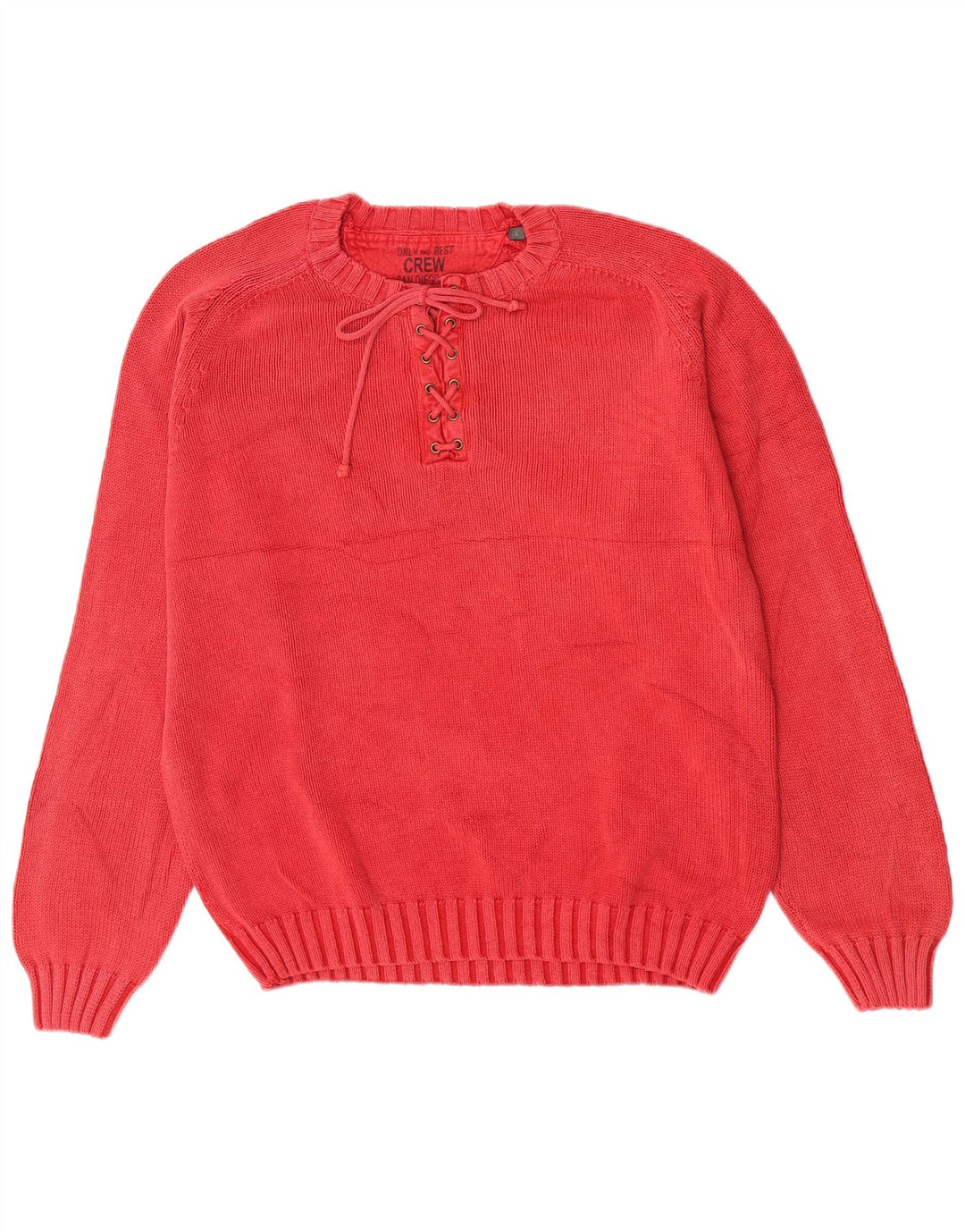 Crew Herre Neck Jumper Sweater Stor Rød Bomuld