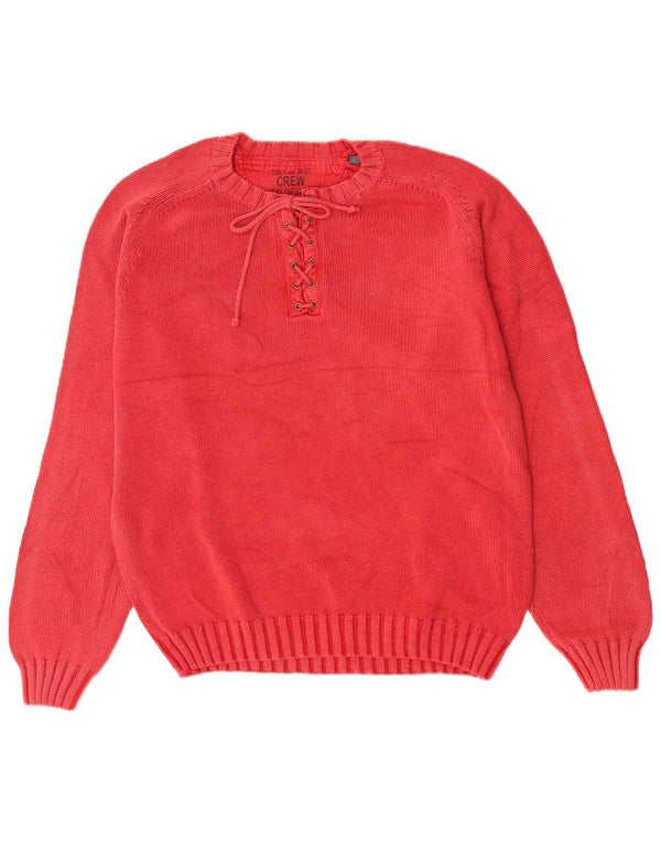 Crew Mens Neck Jumper Sweater Large Red Cotton