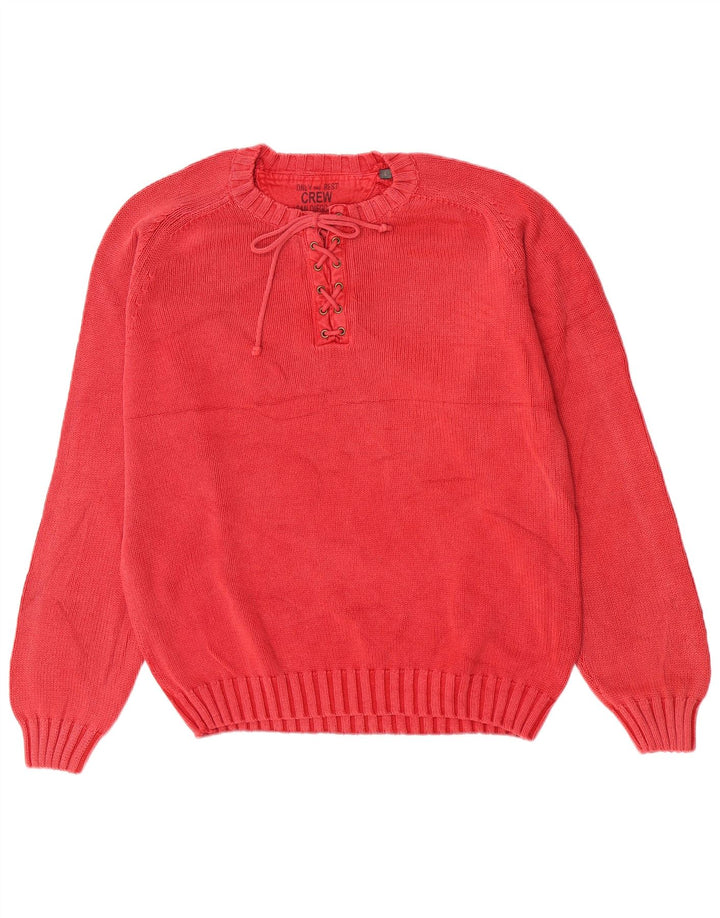 Crew Herre Neck Jumper Sweater Stor Rød Bomuld