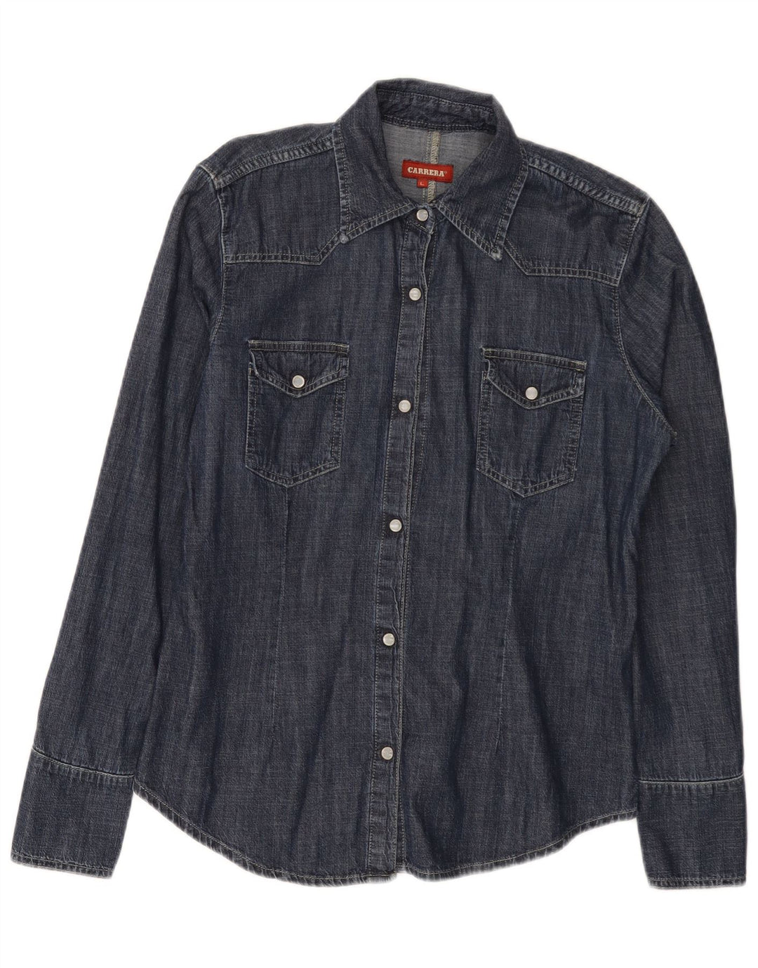 Carrera Dame Denim Shirt UK 16 Large Navy Blue Cotton