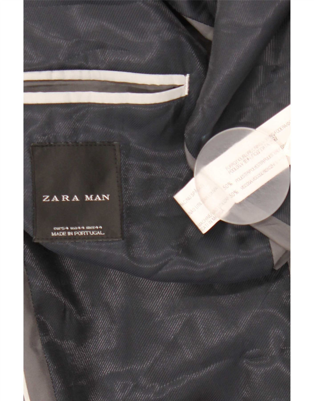 Zara Herre 2-knaps blazerjakke EU 54 XL Grå nålestribet polyester