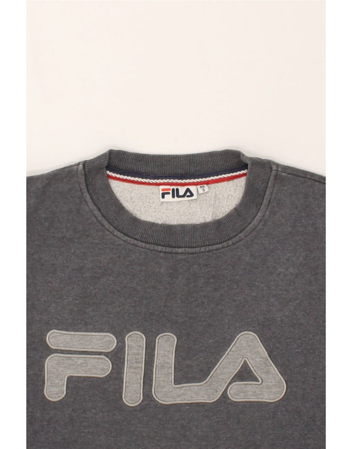 FILA Mens Graphic Sweatshirt Jumper IT 46 Small Grey Cotton | Vintage Fila | Thrift | Second-Hand Fila | Used Clothing | Messina Hembry 