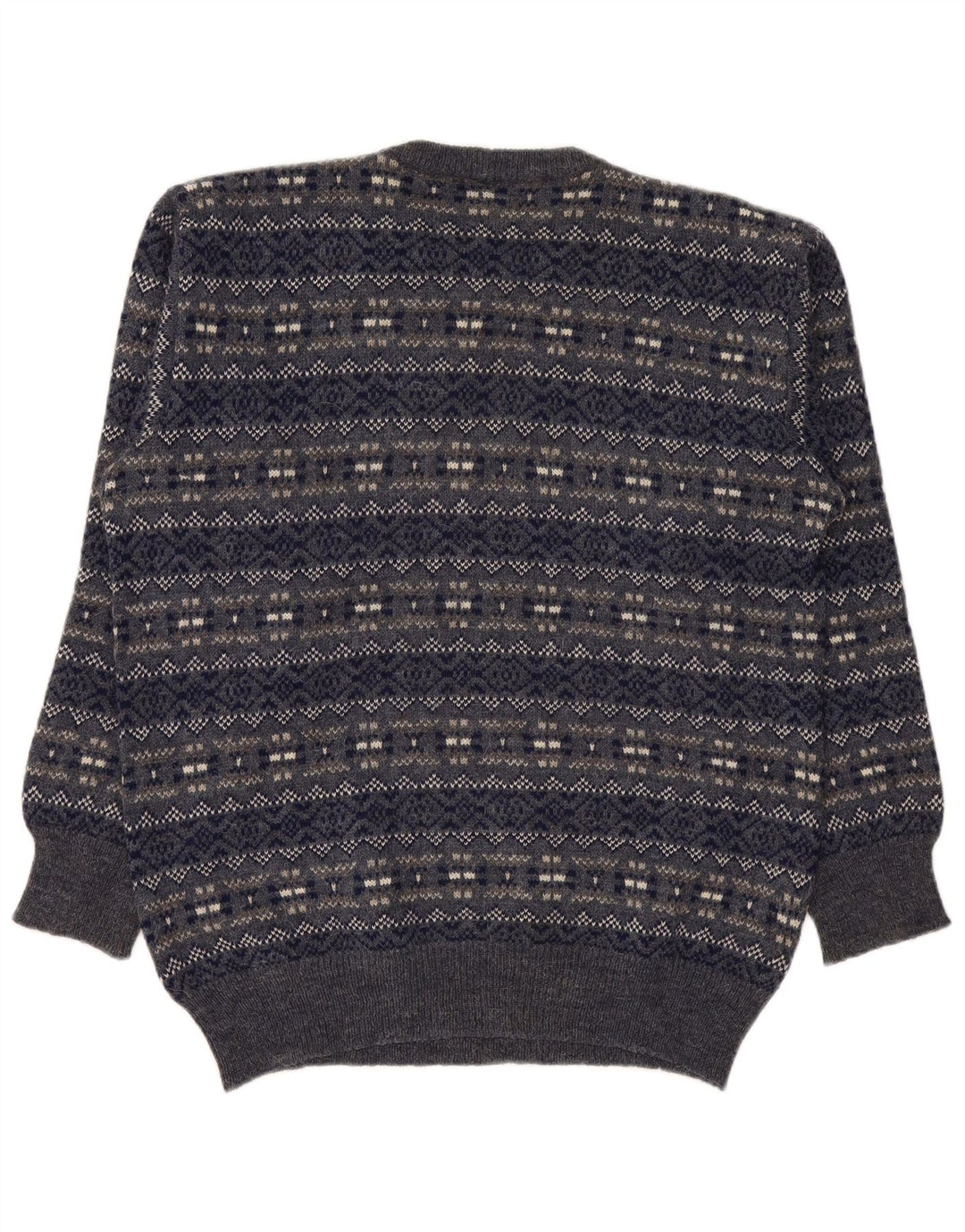Silvy Herre Crew Neck Jumper Sweater IT 50 Medium Navy Blue Fair Isle