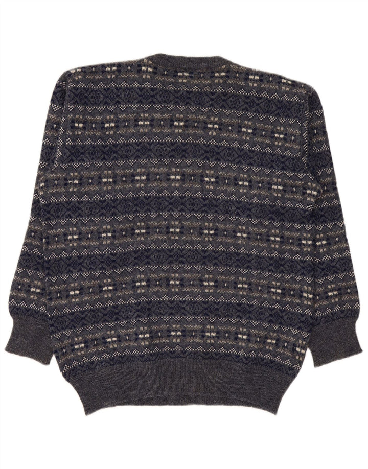 Silvy Herre Crew Neck Jumper Sweater IT 50 Medium Navy Blue Fair Isle