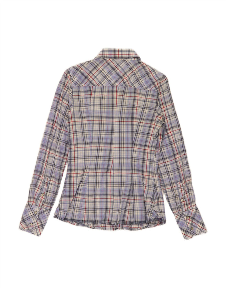 TOMMY HILFIGER Womens Shirt UK 8 Small Blue Check Cotton