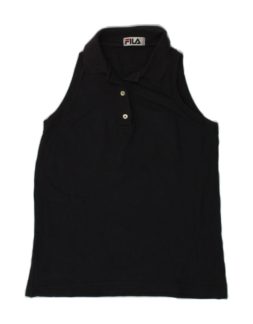 FILA Womens Sleeveless Polo Shirt IT 42 Medium Navy Blue Cotton Vintage Fila and Second-Hand Fila from Messina Hembry 
