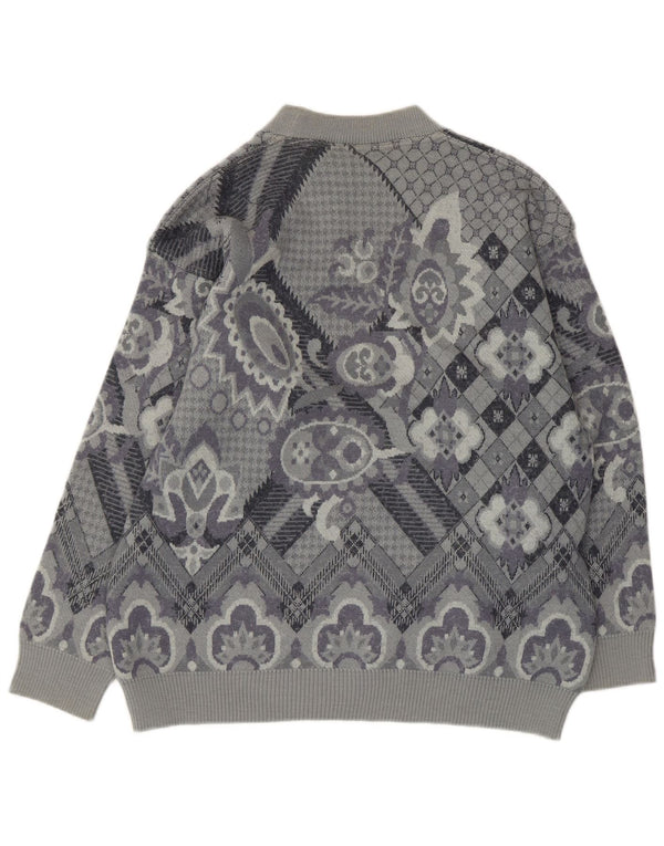 Cobra Dame Boat Neck Jumper Sweater UK 14 Large Grå Paisley