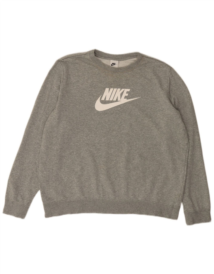 Nike Dame Grafisk Oversized Sweatshirt Jumper UK 18 XL Grå Flecked