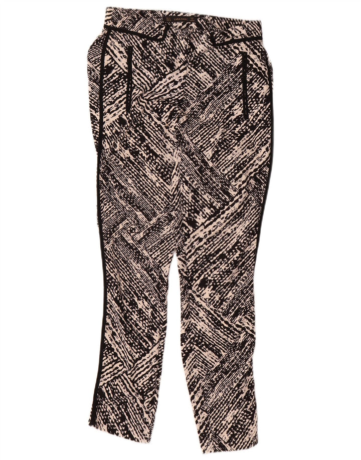 Zara Dame Abstrakt Mønster Slim Casual Bukser Små W26 L27 Sort