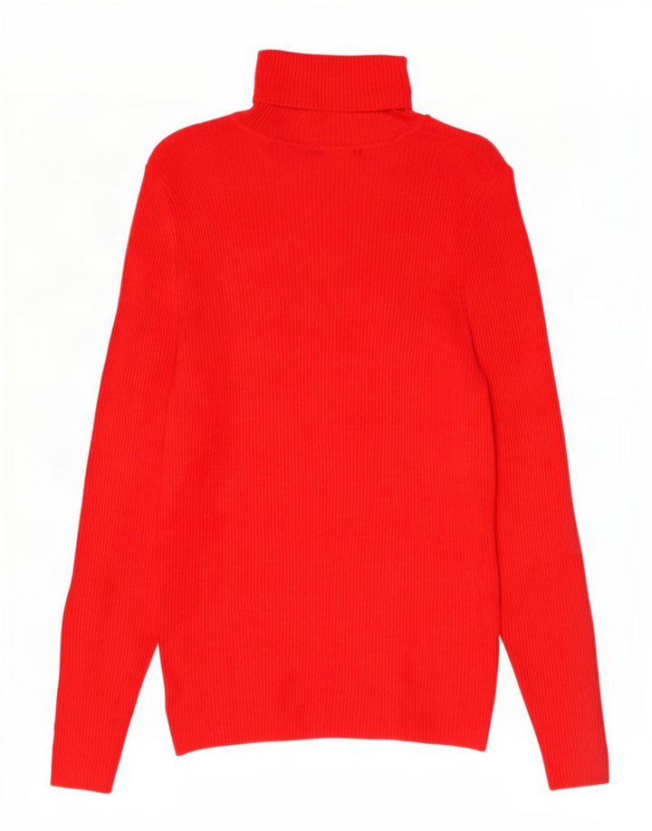 Marks & Spencer Dame Rullehals Sweater UK 14 Medium Rød Viscose
