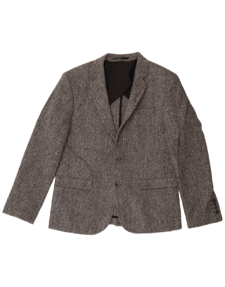 Asos Harris Tweed Herre Slim Fit Blazer Jacket UK 42 XL Grå sildeben