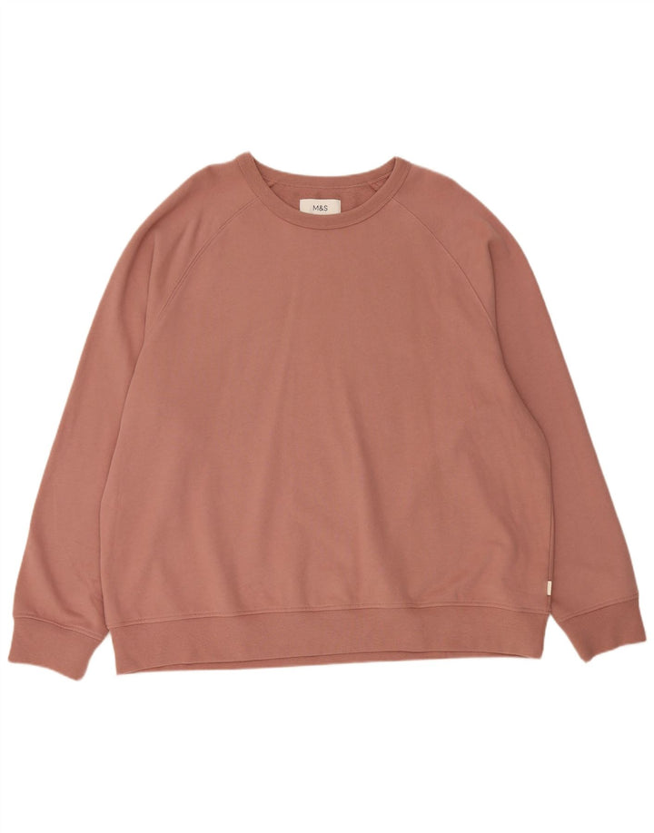 Marks & Spencer Dame Sweatshirt Jumper UK 20 2XL Pink Bomuld