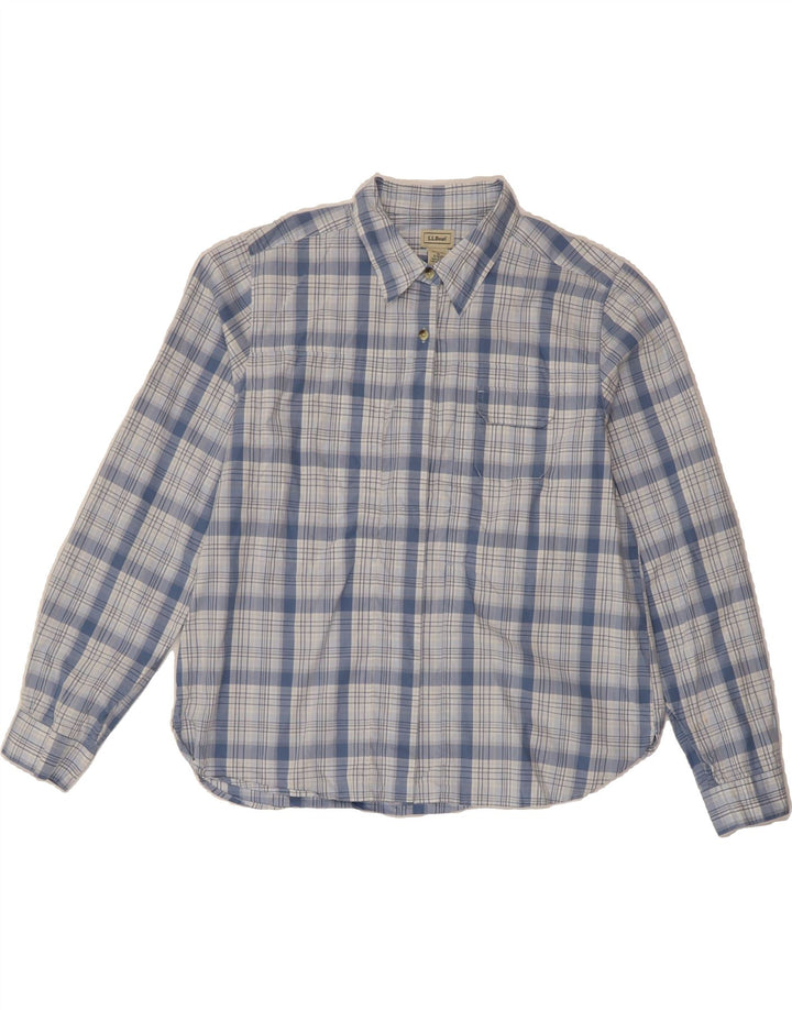 L.L.BEAN Womens Pullover Shirt UK 18 XL Blue Check Cotton Vintage L.L.Bean and Second-Hand L.L.Bean from Messina Hembry 