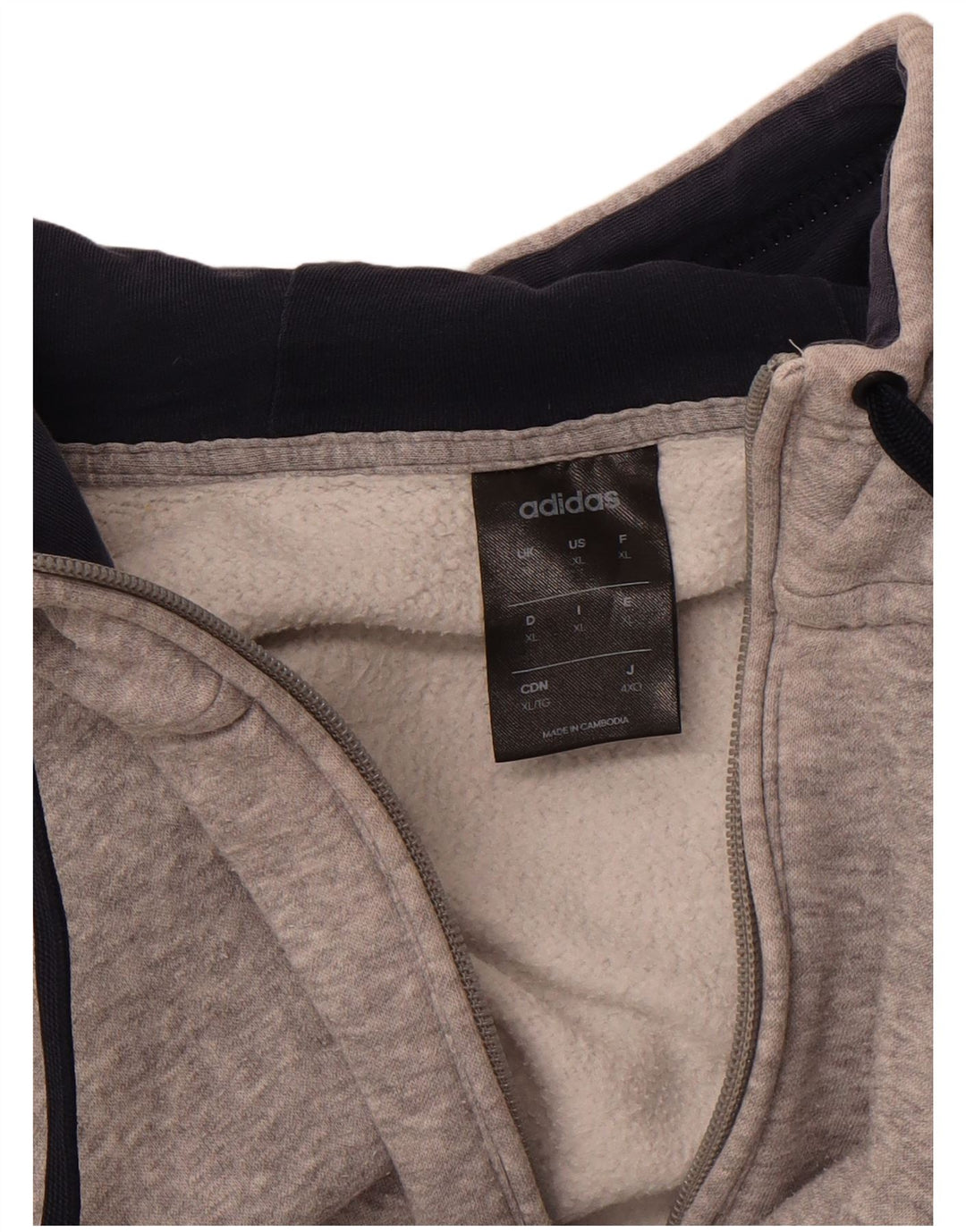 ADIDAS Mens Zip Hoodie Sweater XL Grey