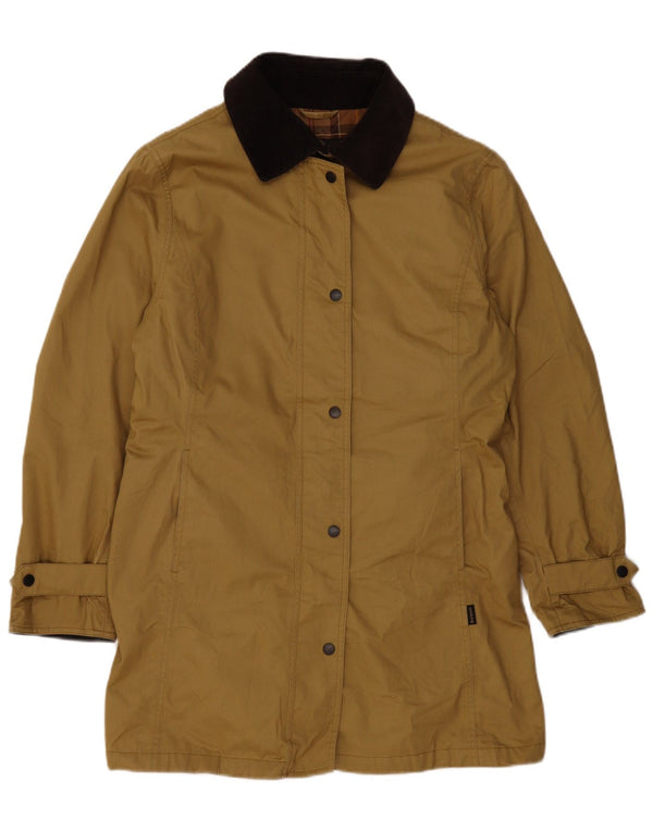 BARBOUR Dame Overfrakke UK 16 Stor Khaki Bomuld
