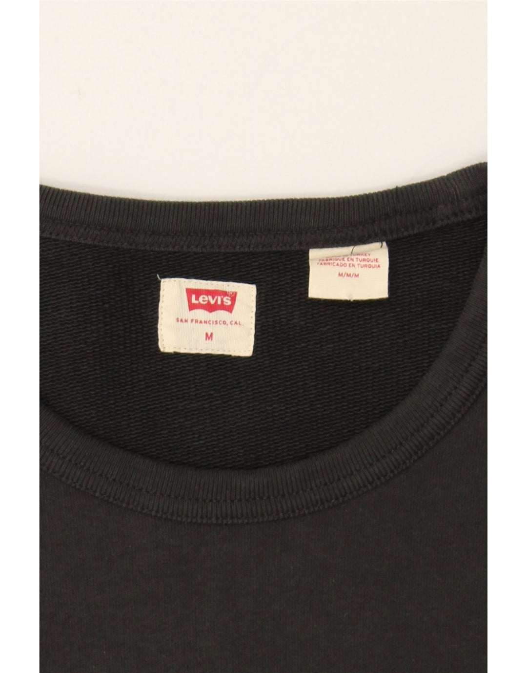 LEVI'S Mens Graphic Sweatshirt Jumper Medium Black Cotton Vintage Levi's and Second-Hand Levi's from Messina Hembry 