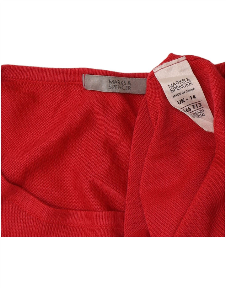 Marks & Spencer Dame Oversized Boat Neck Jumper Sweater UK 14 Large Pink
