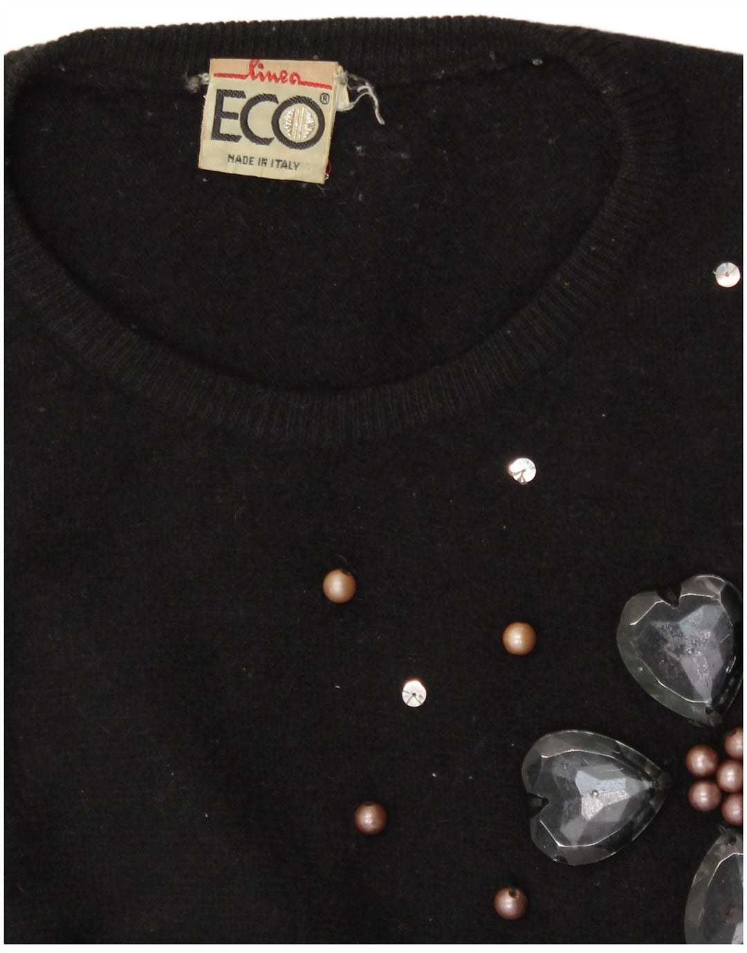 VINTAGE Womens Crew Neck Jumper Sweater UK 14 Large Black