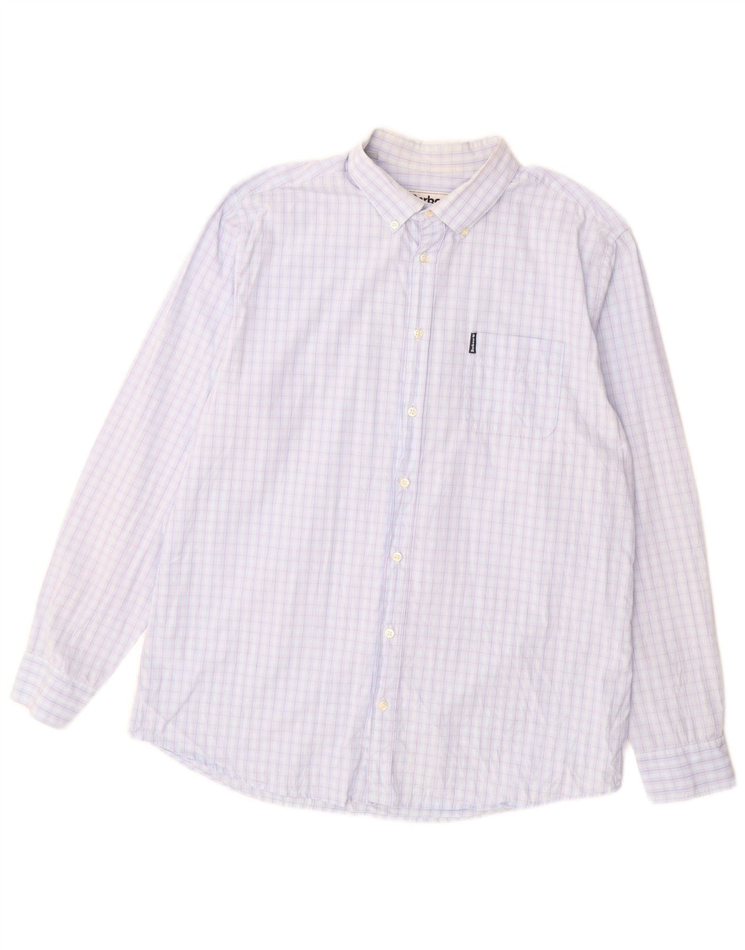 BARBOUR Mens Tailored Fit Shirt XL Blue Gingham Cotton