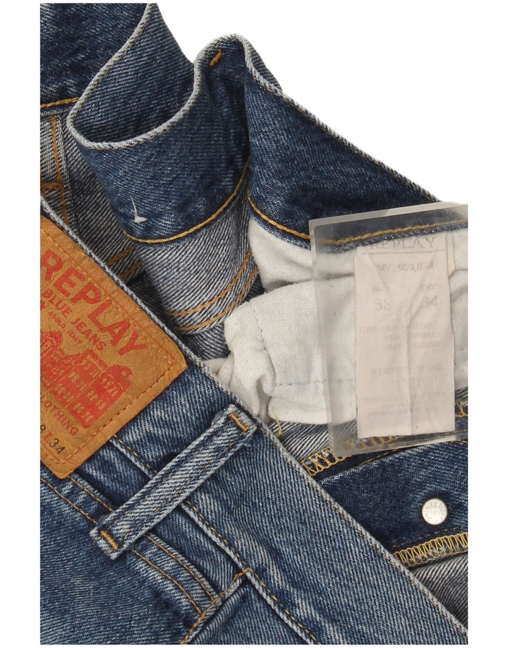 Replay Herre Straight Jeans W38 L30 Blå Bomuld